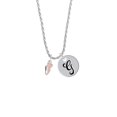 thumbnail image 2 of Delight Jewelry Silvertone Mini Pink Running Shoe Silvertone Script Initial Disc - G - Charm Necklace, 20"+3", 2 of 4