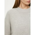 thumbnail image 5 of Women'S Sweater Crew Neck Long Sleeve Pullover Loose Fit Soft Knit Ribbed Hem Fall Winter Outfit Light Gray One size, 5 of 9