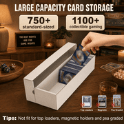 XRACV Trading Card Storage Box 6 pack 1200 count with Lid, White Corrugated Cardboard Sports Card Storage Box for TCG/Magic/Mtg Storage and Collection, Horizontal