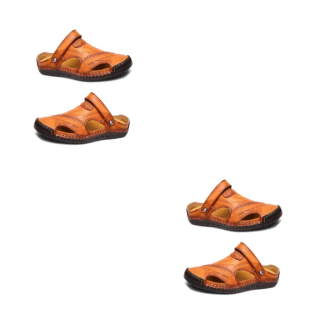 Qarigey 1 par de sandalias de cuero para hombre, transpirables, informales, impermeables, de Color sólido, para senderismo, viajes, playa, Type7 NO7