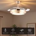thumbnail image 2 of Jacgood Retractable Celling Fan with Light, 42 Inch Fandelier Ceiling Fan for Bedroom Living Room Dining Room, 6 Speed & Dimmable LED Light, 2 of 6