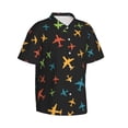 thumbnail image 2 of Colored Air Planes Hawaiian Shirts For Men, Summer Short-Sleeve Relaxed-Fit Button-Down Shirts Large, 2 of 9