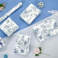 thumbnail image 3 of Flower Gift Wrapping Paper Roll - 1 Roll 17”x 33 ft Bouquet Wrapping Paper Blue Floral Wrapping Paper for Girls Birthday Party Women Wedding Gift Wrap Supply, 3 of 14