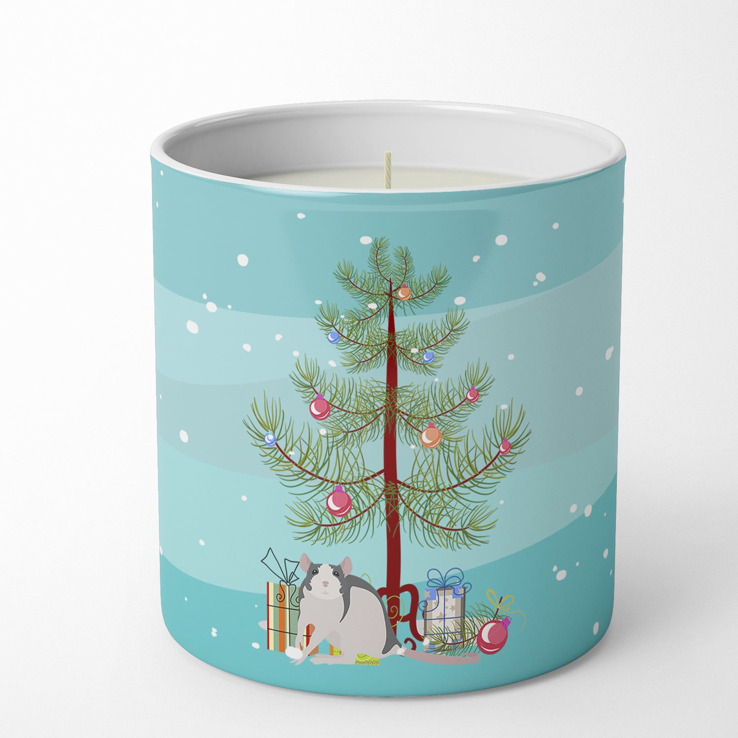 Carolines Treasures CK4473CDL 3.75 x 3.25 in. Unisex Husky Rat Merry Christmas 10 oz Decorative Soy Candle