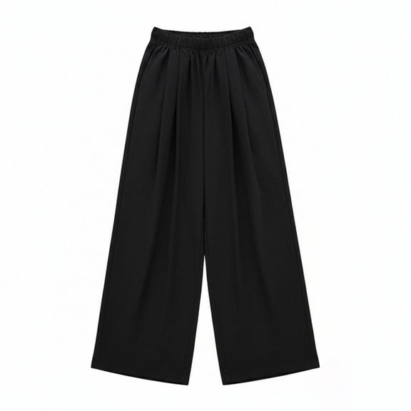 Ticikt Girls Wide Leg Pants Flowy Palazzo Pants for Little/Big Kids Linen Trousers Loose Fit Casual Beach Travel,Black,Size:10-12 Years