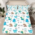 thumbnail image 2 of Homewish Cute Cartoon Dinasur Twin Sheet Sets,Wild Animal Twin Fitted Sheet,Pixel Geometric Grid Flat Sheet For Boys Kids,Super Cozy Room Decor,3pcs, 2 of 7