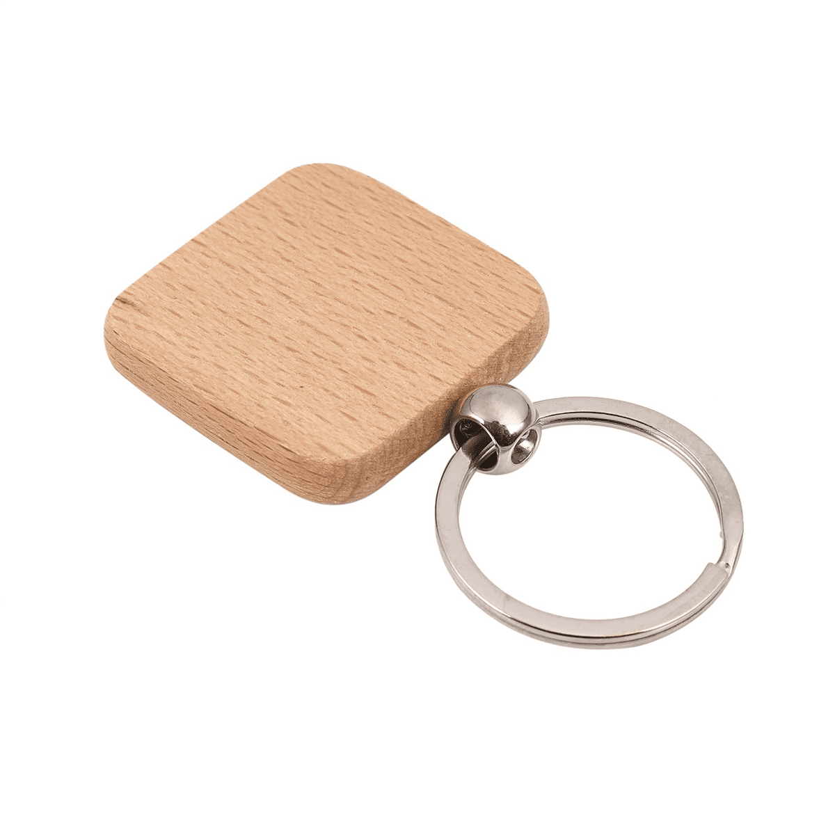 180Pcs Blank Square Wooden Keychain DIY Key Tag Gift