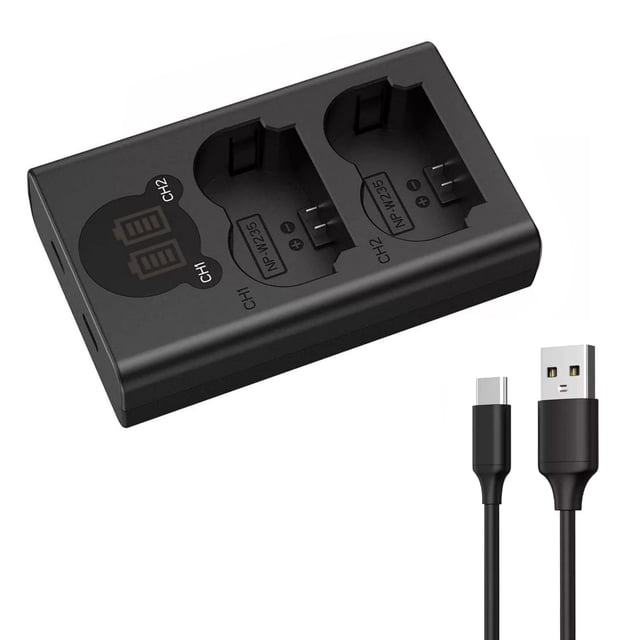Chargeur Double USB pour Batteries d'Appareil Photo Fujifilm, Indicateur d'Alimentation, Compatibilité Universelle