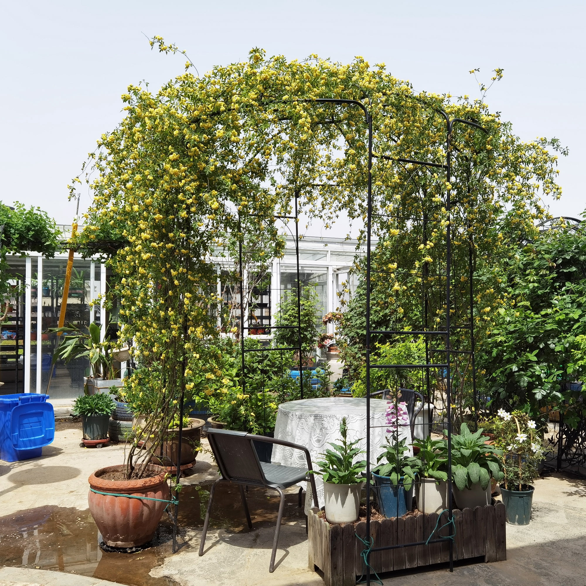 Garden Arch Iron, Arbors Gazebo Dia81.3" x 114.2" High Birdcage Shape Pergola Pavilion for Wedding Ceremony Outdoor