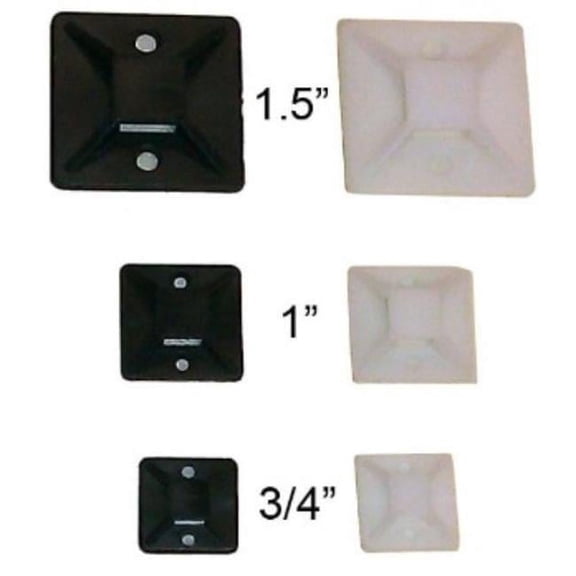 Electriduct 1.5 in. Adhesive Backed Mounting Bases, Black - 25 Piece