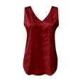 thumbnail image 5 of Topvent Tank Top For Women V Neck Silk Summer Satin Sleeveless Blouse Basic Camisole Shirts Red L, 5 of 5