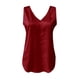thumbnail image 5 of Camiseta sin mangas de seda satinada con cuello en V para mujer - Blusa básica de tirantes de poliéster para verano con estampado floral, 5 of 5