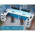 thumbnail image 3 of L Shaped Desk with Power Outlets & LED Lights, Gaming Desk with Storage Shelves, White Writing Desk for Home Office, 3 of 8