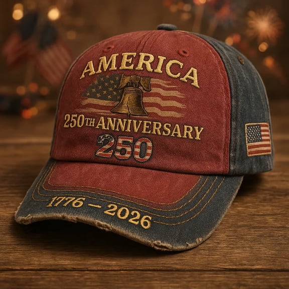 United States 250th Red Cap—Retro Adjustable Embroidered Patriotic Baseball Cap (Unisex)