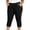 Black plus size capri pants a1, variant on Cagogo Women Plus Size Capri Pants Elastic Waist Casual Cropped Pants with Pockets Summer Travel Trousers Loose Lounge Beachwear, Navy 3XL