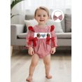 thumbnail image 5 of Miaouyo Infant Baby Girl Fall Romper 0 3 6 12 18 Months Bows Animal Rugby Embroidered Plaid Crew Neck Long Sleeve Romper and Bow Headband, 5 of 9