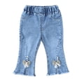 thumbnail image 6 of Maqroz Girls Flare Jeans High Waisted Stretchy Denim Bow Decor Bootcut Trousers with Pockets Summer Casual Bottoms back to school pants 6M-5Y, 6 of 9