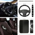 thumbnail image 4 of Yuyamidu Sun and Moon Car Seat Cover Full Set of 16 Black Steering Wheel Cover Seat Belt Strap Cover Sunshade Gear Shift Hand Brake Cover Rear View Mirror Cover Coaster Keychain Car Decor, 4 of 7