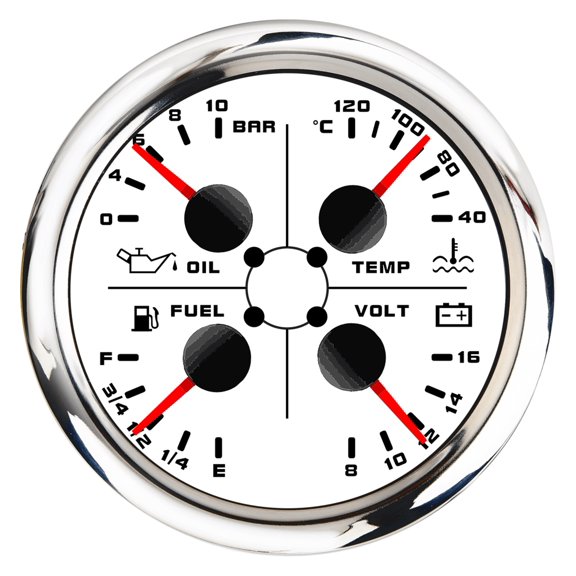 4 In 1 Fuel Level Gauge Water Temperature Oil Pressure Voltage Multifunction Gauge Or Sensor For Car Boat RV Camper ,Widely Use