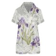 thumbnail image 4 of Womens Christmas Print Satin Loungewear Set Short Sleeve Button Front Shirt Elastic Waist Shorts Soft Breathable Home Night, 4 of 4