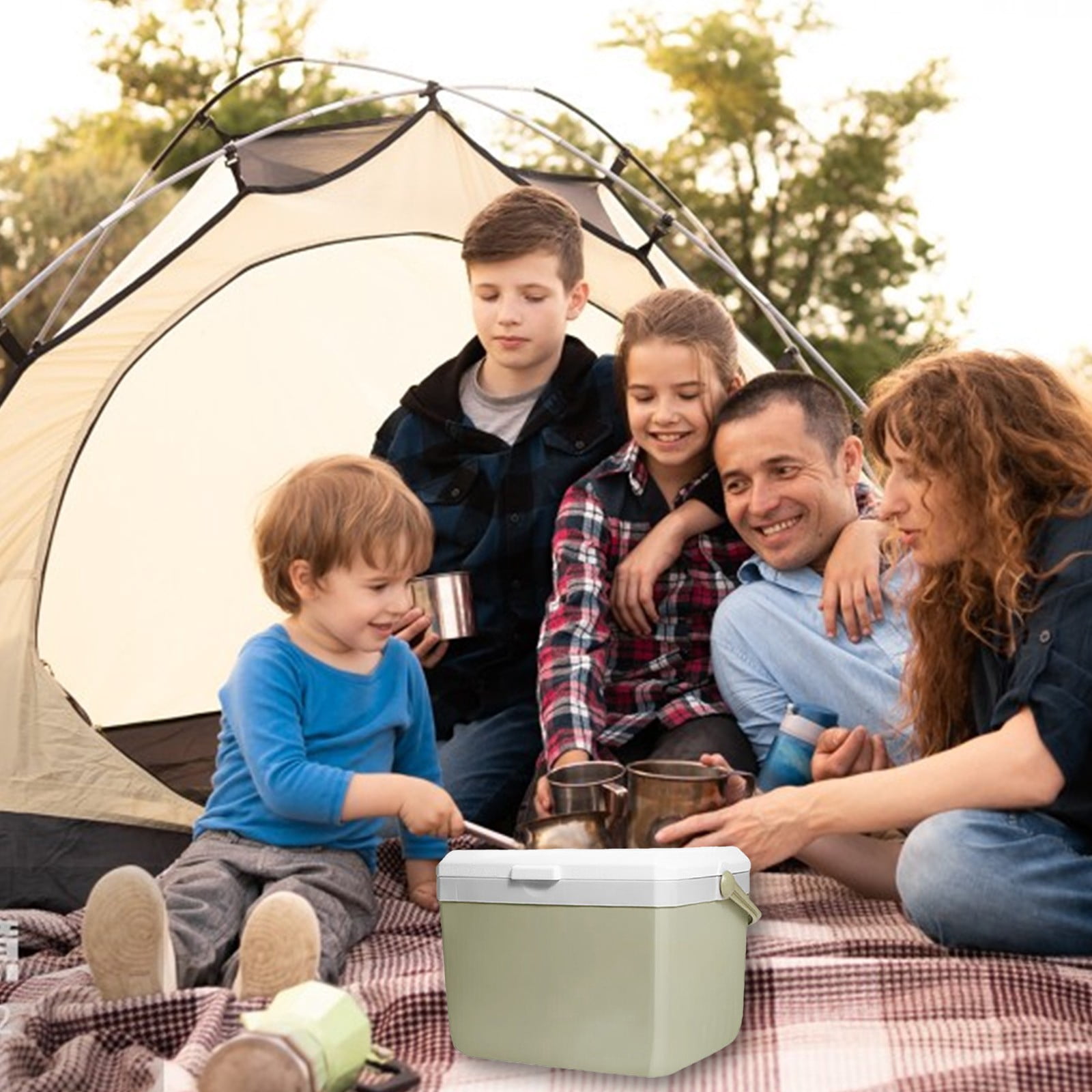 YUVA Portable Car Refrigerator, Picnic/Outdoor Use, Cooling & Heating, Large Capacity, Green, Food-Grade Material, Includes Ice Packs