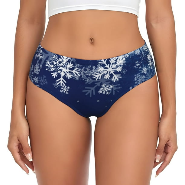 Fotbe Christmas Blue Calzones Estampados para Mujer – Ropa Interior de Algodón, Cómoda, Suave y Elástica-Medium
