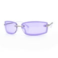 thumbnail image 6 of Womens Trendy Rimless 90s Designer Styling Narrow Rectangle Fashion Sunglasses Purple, 6 of 8