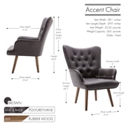 Porthos Home Hardan PU Leather Upholstered Accent Chair with Rubberwood Legs