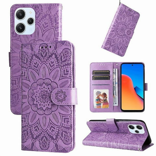 Funda tipo cartera GANGXUN para Xiaomi Redmi 12 4G , diseño girasol, cuero PU, soporte, cierre magnético, tarjetero