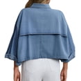 thumbnail image 4 of Womens 3/4 Sleeve Cropped Denim Jackets Casual Button Down Loose Coat with Pockets, 4 of 6
