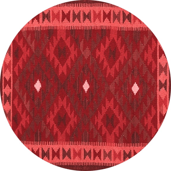 Ahgly Company Machine Washable Indoor Round Oriental Red Traditional Area Rugs, 5' Round