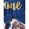 thumbnail image 6 of Argulvti Infant Baby Girls 4th of July Outfit, Short Sleeve Flags Letters Print Bodysuit with Bowknot Headband, 6 of 9