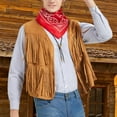 thumbnail image 7 of OGLCCG Men's Fringe Faux Suede Vest Open Front Sleeveless Fringe Hem Party Club Jacket Fashion Western Cowboy Vest Waistcoat, 7 of 7