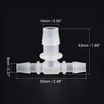 thumbnail image 2 of Uxcell 8x14x8mm OD PP Reducing Barb Hose Fitting Tee T Shape 3 Way Pipe Connector, Translucent 4 Pack, 2 of 5