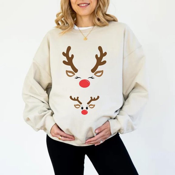 Pregnancy Reindeer Sweatshirt, Maternity Shirt, Pregnancy Christmas Shirt, Pregnancy Announcement, Pregnancy Reveal