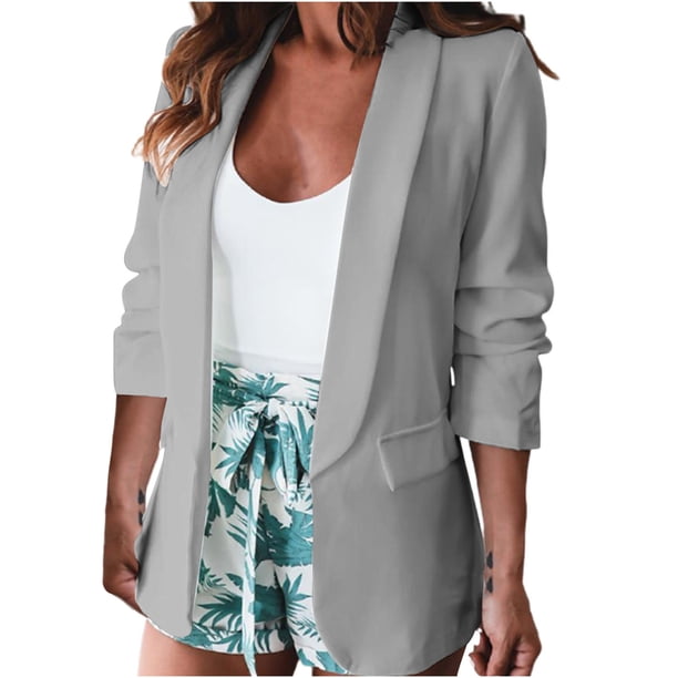 Chaqueta informal sexy con muescas de manga larga recortada para entrenamiento de otoño para mujer Fridja BV0+5902
