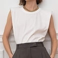 thumbnail image 5 of Chaleco delgado suelto para mujer Chaleco sin mangas de algodón puro Camiseta con hombrera de cuello redondo Adepaton BST3000734-1, 5 of 5