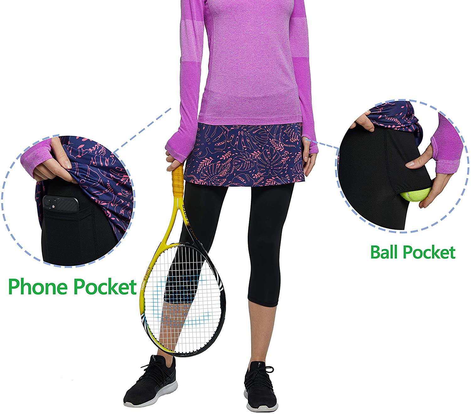 Women Skirted Leggings Tennis Pants 