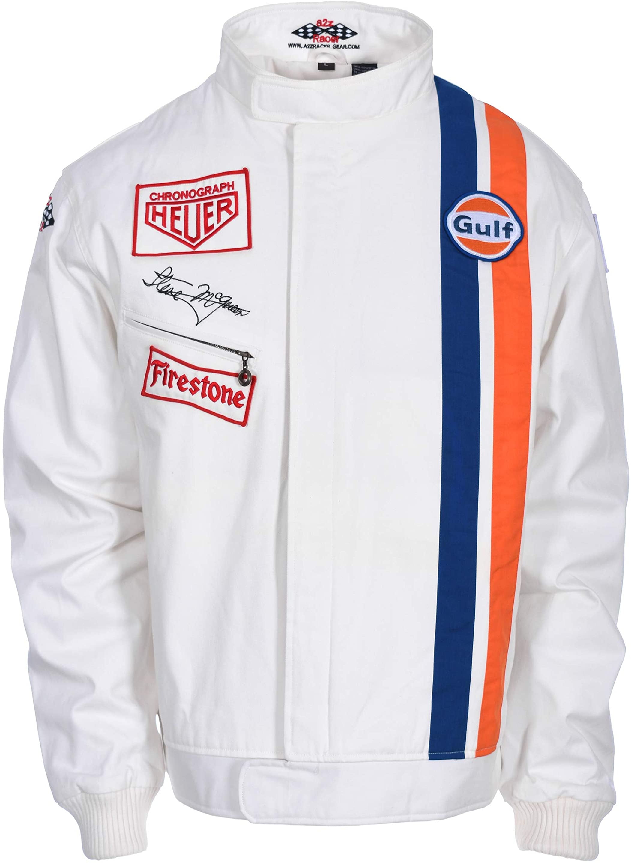 Steve McQueen Gulf Le White Cordura Cotton Jacket For Men Biker Racer Outerwear 