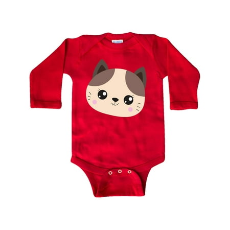 

Inktastic Cute Cat Little Cat Cat Head Brown Cat Gift Baby Boy or Baby Girl Long Sleeve Bodysuit