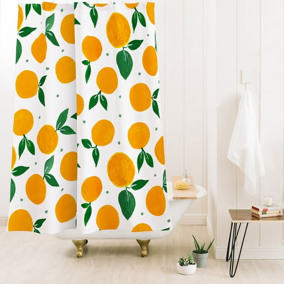 Society6 Angela Minca Tangerine Pattern Yellow Shower Curtain 71" x 74"