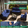 thumbnail image 2 of Clouddwell 6-Piece Outdoor Patio Set,4-Inch Thickened Cushions, All-Weather Wicker Sectional with Coffee Table, Navy Blue, 2 of 6