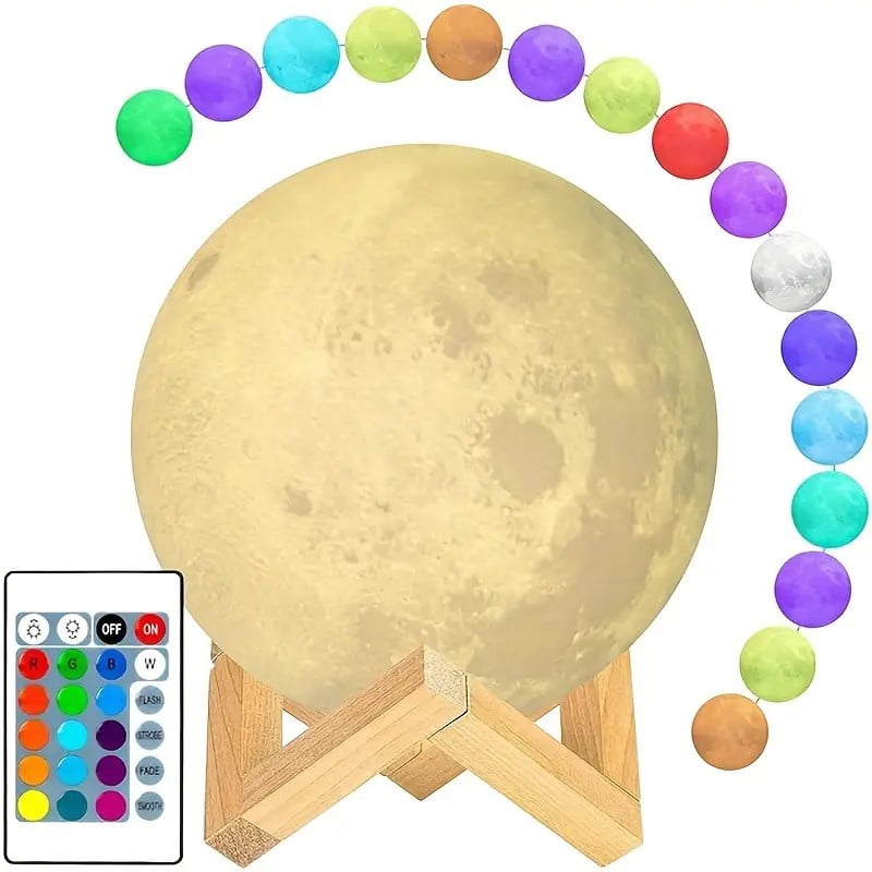 7.9 inch Large Moon Lamp Galaxy Starry Moon Night Light with Touch and Remote Control 16 Colors as Cool Lamp Gift for Boys or Girls