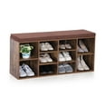 thumbnail image 5 of MF Studio 10-Pair Shoe Storage Wood Bench with Cushioned Seat, Rustic Brown, 5 of 5
