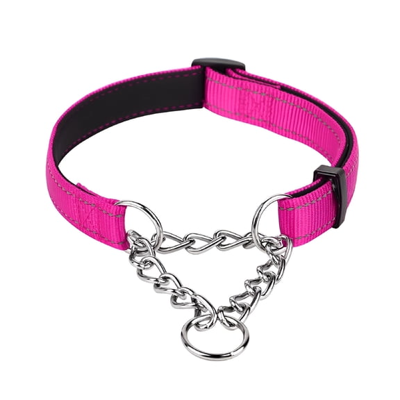 GASTROPOD Pet Martingale Dog Collar Adjustable Reflective Nylon Training Choker with Half Chain Collar for Dogs
