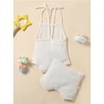 thumbnail image 5 of Newborn Baby Girls Knitted Clothes Crochet Sleeveless Backless Bodysuit Top Drawstring Shorts Summer Outfits, 5 of 9