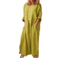 thumbnail image 3 of Sexy Dance Womens Maxi Dresses Full Length Kaftan Plain Long Dress Baggy Outdoor Yellow 2XL, 3 of 9