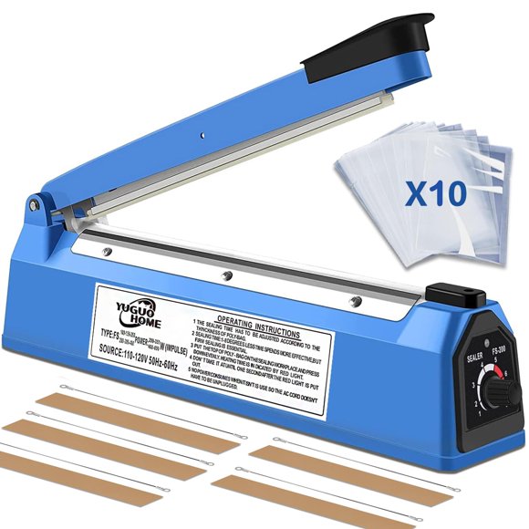 Sellador de Bolsas de Plástico, Máquina Selladora por Impulso Manual 12 Pulgadas, Quick Heat Sealer Maquina Sellador Térmico de Bolsas de PE y PP(30 CM)