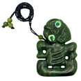 thumbnail image 3 of 81stgeneration Men's Carved Nephrite Jade Abalone Extra Large Hei Tiki Sculpture Pendant Necklace, 3 of 6