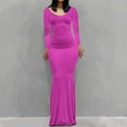 thumbnail image 2 of Women's Casual Dresses Round-Neck Solid Long Leeve Dress Soft Maxi Length Stretchable Plus Size Dresses, 2 of 7